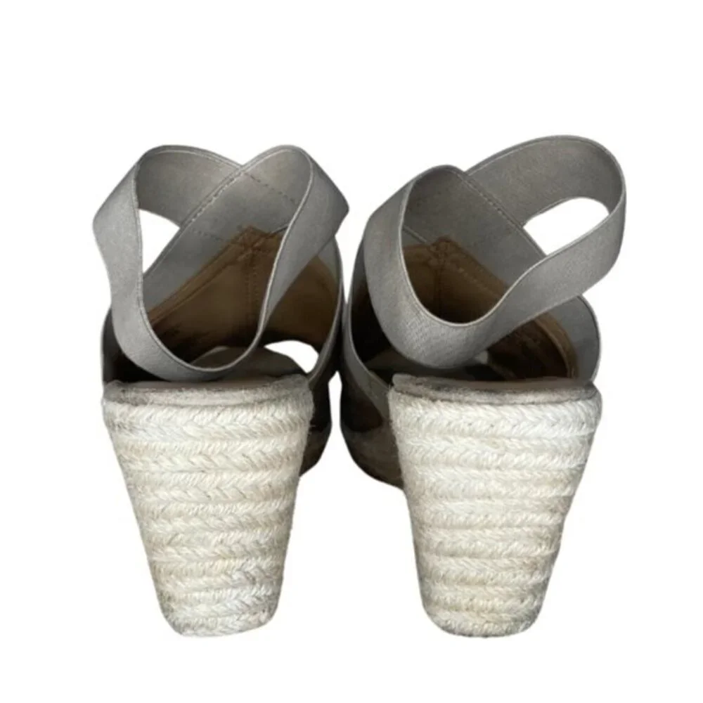 Kenneth Cole Reaction Clo Taupe Elastic Espadrille Wedge Sandal Coastal Prep 11